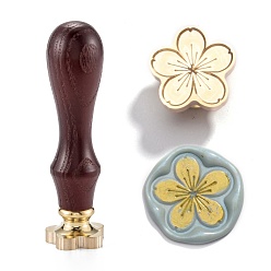 Цветок DIY альбом, латунные сургучные печати и деревянные ручки, шаблон сакуры, 8.7 см, штампы: 24x23.5x14 мм, Ручка: 77x22 мм