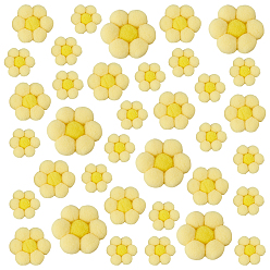 Yellow 36Pcs 3 Styles Sunflower Yarn Ornament Accessories, Yellow, 33~60x13.5~23mm