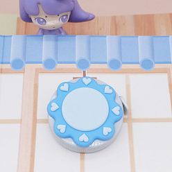 Небесно-голубой Солнце с сердцем ПВХ и полиэтиленовая рулетка, мягкая выдвижная швейная рулетка, для тела, шитье, портной, ткань, голубой, 50x50x21 мм