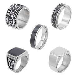 (52) Непрозрачная лаванда 5 шт. 5 стили 304 вращающиеся кольца для пальцев с матросским узлом из нержавеющей стали, перстни-печатки из нержавеющей стали, разноцветные, внутренний диаметр: 17.8~18 мм, 1 шт / стиль