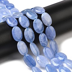 Васильковый Натуральные окрашенные малайзийские нефритовые бусины, плоская овальная форма, васильковый, 18~18.5x12~13x4.5~5 мм, отверстие : 1 мм, около 22 шт / нитка, 15.75'' (40 см)