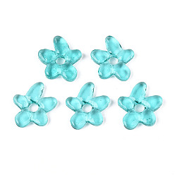 Темно-бирюзовый Бусины лэмпворк , цветок, темные бирюзовый, 18.1x17~17.5x3~4 мм, отверстие : 3.8 мм