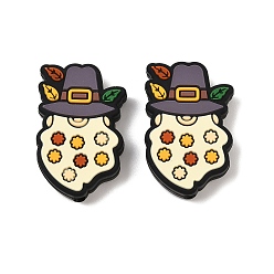 Серый Силиконовые бусины, фокусные бусы, лист с человеком, серые, 29x19x7 мм, отверстие : 3 мм