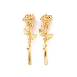 Настоящее золото 18K Латунные подвески, цветок, долговечный, без никеля , реальный 18 k позолоченный, 28x9.5x8 мм, отверстие : 1 мм