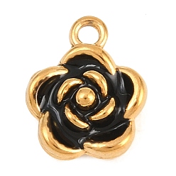 Черный 304 подвески из нержавеющей стали, с эмалью, , чёрные, 12.5x10.5x6 мм, отверстие : 1.5 мм