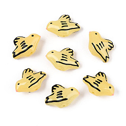 Шампанско-Желтый Эмалевые бусины ручной работы в технике лэмпворк, птица, шампанское желтый, 14~14.8x20~20.3x9~9.8 мм, отверстие : 0.8~0.9 мм