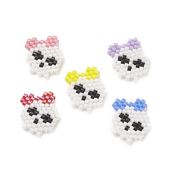 Mixed Color Halloween Theme Handmade Loom Pattern MIYUKI Seed Beads, Skull Pattern, Mixed Color, 15.5x14~15x1.5~2mm