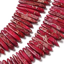 Малиновый Натуральные имперские нитки из бисера яшмы, окрашенные, пуля, малиновый, 19.5~58x5~6x5~6 мм, отверстие : 1.4 мм, около 86 шт / нитка, 16.93'' (43 см)