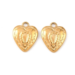 Настоящее золото 18K 304 подвески из нержавеющей стали, сердце, ионное покрытие (ip), реальный 18 k позолоченный, 15x12x3 мм, отверстие : 2 мм