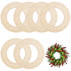 Желтая Старая Ткань  6 шт. необработанных деревянных рамок для венков, кольцо, старое кружево, 25x0.25 см, отверстие : 7 мм, Внутренний диаметр: 15 cm