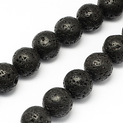 Lava Rock Natural Lava Rock Beads Strands, Round, 12mm, Hole: 1.2mm, about 32pcs/strand