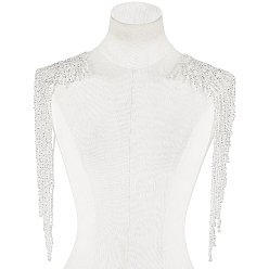 Серебро Модные полиэстеровые эполеты с кисточками, съемный плечевой значок, аксессуары для одежды, серебряные, 420x170x4 мм