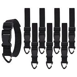 Black PP Plastic Storage Binding Strap, with Hook, Black, 239x25.5~32x13.5mm