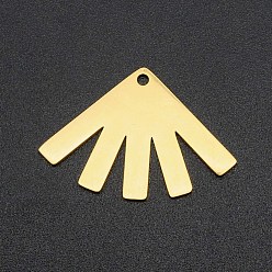 Золотой 201 подвески из нержавеющей стали, лазерная резка, вентилятор, золотые, 18x26.5x1 мм, отверстие : 1.6 мм