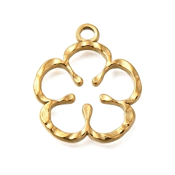 Настоящее золото 18K Вакуумное покрытие pvd 201 подвески из нержавеющей стали, цветочный шарм, реальный 18 k позолоченный, 25x22x3 мм, отверстие : 2.5 мм