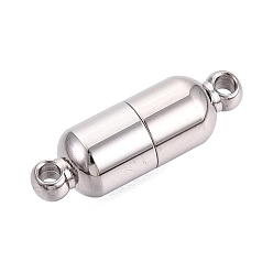 Нержавеющая Сталь Цвет Магнитные застежки, нержавеющая сталь 304, трубка, цвет нержавеющей стали, 19x6 мм, отверстие : 1.6 мм