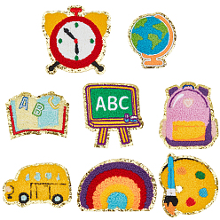 (52) Непрозрачная лаванда 8шт. 8 модели нашивок из полиэстера для школьной одежды, разнообразные, разноцветные, 49~80x56~80x2~3 мм, 1 шт / стиль