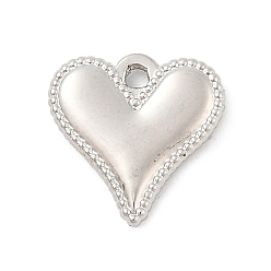 Платина Латунь прелести, без кадмия, без никеля и без свинца, сердце, платина, 13.5x14x2.5 мм, отверстие : 1.6 мм
