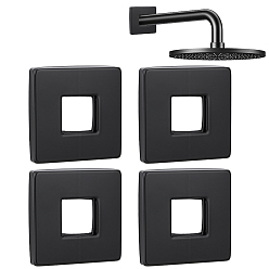 Black 4Pcs 201 Stainless Steel Shower Arm Flange Decorative Cover, Square, Black, 66x66x9mm, Inner Diameter: 25x25mm
