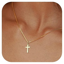 Золотой Крест латунные подвески ожерелья для женщин, золотые, 15.75 дюйм (40 см)