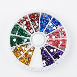 (52) Непрозрачная лаванда 6 цвет граненый полукруглый имитационный таиван акриловый горный хрусталь кабошоны, разноцветные, 3x1 мм, о 105 шт / отсека, 1260 шт / коробка