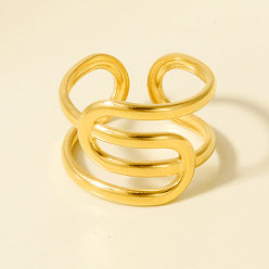 Настоящее золото 18K Геометрически неправильная форма 304 открытые кольца-манжеты из нержавеющей стали для женщин, реальный 18 k позолоченный, 14 мм, внутренний диаметр: 17 мм