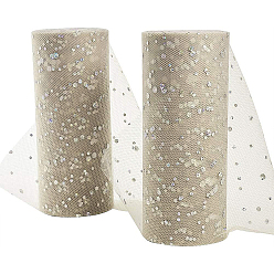 Светло-коричневый Сетчатые ленты с блестками и пайетками, тюль ткань, Тюль-рулонная ткань для юбки, загар, 6 дюйм (15 см), о 25yards / рулон (22.86 м / рулон)