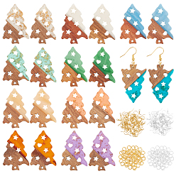 (52) Непрозрачная лаванда Наборы для изготовления сережек diy, 20 шт 10 цвета подвески из смолы и ореха, два тона, рождественская елка, 40 шт. 2 цветные латунные крючки для серег и 40 шт. 2 стильные латунные соединительные кольца, разноцветные