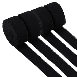Black 9M Cotton and Linen Ribbon, Garment Accessories, for Gift Wrapping, Black, 3/4 inch(20mm)