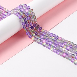 Темно-Фиолетовый Синтетические лунные лучи, матовые, круглые, темно-фиолетовый, 6 мм, отверстие : 1 мм, около 60~64 шт / нитка, 14.76''~15.55'' (37.5~39.5 см)