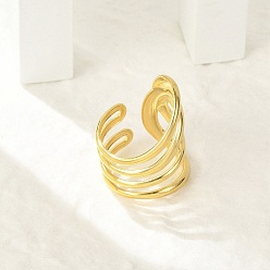 Золотой 304 многослойные манжеты из нержавеющей стали для женщин, золотые, 29 мм, внутренний диаметр: регулируемый
