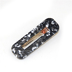 Черный Заколки из кожи аллигатора из ацетата целлюлозы, аксессуары для волос для девочек женщин, прямоугольные, чёрные, 66x23 мм