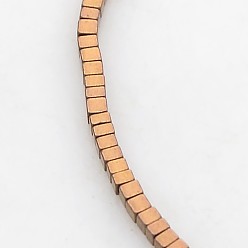 с Покрытием Меди Гальванизировать немагнитных синтетический гематит бисер пряди, кубические, с медным покрытием, 1.5x1.5x1.5 мм, отверстие : 0.5 мм, около 354 шт / нитка, 15.7 дюйм