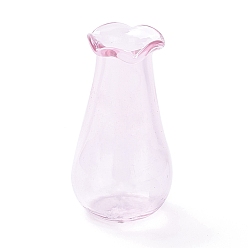 Pearl Pink Miniature Glass Vase Ornaments, Micro Toys Dollhouse Accessories Pretending Prop Decorations, Pearl Pink, 27.5~29x15.5~16mm, Hole: 6mm