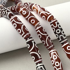 7-Глаз Нити бусин дзи в форме риса в тибетском стиле, природных бисера агат, окрашенная и подогревом, седло коричневый, 7 -eye, 29~30x9.5~10.5 мм, отверстие : 2~3 мм, около 10 шт / нитка, 11.38~11.61'' (28.9~29.5 см)