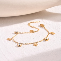 Кактус Из нержавеющей стали шарм браслеты, браслеты из кубического циркония для женщин, кактус, 6-1/2~7-5/8 дюйм (16.5~19.5 см)