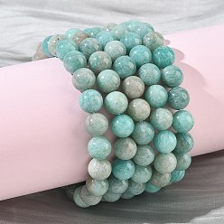 Амазонит Браслеты из натуральных круглых бусин амазонита для женщин, бусины : 7.8~8.8 мм, внутренний диаметр: 2.01~2.09 дюйм (5.1~5.3 см)