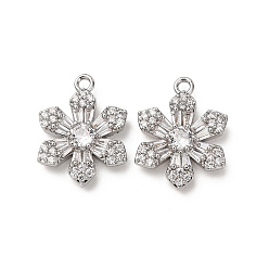 Платина Латунные микро проложить кубического циркония подвески, , платина, 18x13.5x3.5 мм, отверстие : 1.6 мм