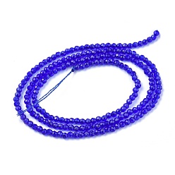 Blue Glass Beads Strands, Imitation Quartz, Faceted, Round, Blue, 2mm, Hole: 0.5mm,  about 175pcs/strand, 14.9 inch(38cm)