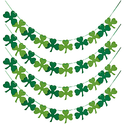 Зеленый 4 Подвесной баннер из фетра в виде клевера для украшения ко Дню Святого Патрика, зелёные, 95x100x2 мм, 40 шт