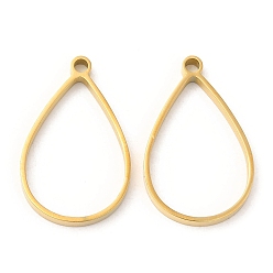 Real 18K Gold Plated & Gunmetal 304 Подвески-капли с открытым безелем из нержавеющей стали, для diy уф смолы, эпоксидная смола, Прессованные цветочные украшения, настоящее золото 18 k и бронза, 31x19x3 мм, отверстие : 2.2 мм, внутренний диаметр: 26x17 мм