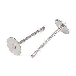 Нержавеющая Сталь Цвет Устойчивые к потускнению 316 хирургическая нержавеющая сталь плоские круглые пустые штифты для сережек-гвоздиков, цвет нержавеющей стали, лоток : 5 мм, 12x5 мм, штифты : 0.8 мм