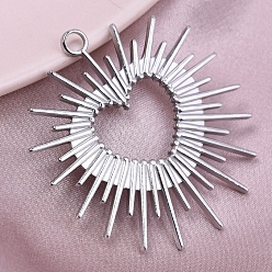 Нержавеющая Сталь Цвет Не тускнеющие 304 подвески из нержавеющей стали, солнце с сердечным очарованием, цвет нержавеющей стали, 36x35x1.6 мм, отверстие : 2.8 мм