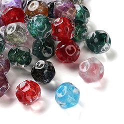 Круглые Прозрачный бисер cmолой, золотой фольгой, два тона, круглые, 18x19.5~20x17.5~18 мм, отверстие : 2.5 мм