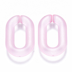 Pearl Pink Transparent Acrylic Linking Rings, Quick Link Connectors, for Cable Chains Making, Frosted, Oval, Pearl Pink, 31x19.5x5.5mm, Inner Diameter: 19.5x7.5mm