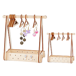 Antique White Wooden Earring Display Stands, Earring Organizer Holder, Coat Hanger Shapes, Antique White, Finish Product: 13.5x8.5x15cm, about 13pcs/set