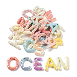 (52) Непрозрачная лаванда Непрозрачные акриловые подвески с УФ-покрытием, светящийся, радужный, Письмо ~ Z, разноцветные, 40~45.5x25.5~50.5x7.5~8 мм, отверстие : 3 мм