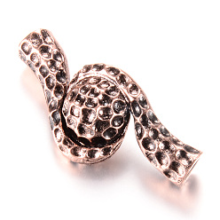 Cuivre Rouge Fermoirs magnétiques en alliage avec extrémités collées, cuivre rouge, 50x22~23x10~11.5mm, Trou: 5mm