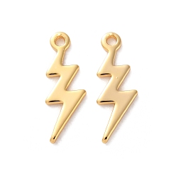 Настоящее золото 18K Латунные подвески, молнии, реальный 18 k позолоченный, 12.5x4.5x1 мм, отверстие : 0.9 мм