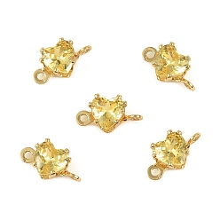 Золотистый Подвески-сердечки с кубическим цирконием из латуни, без кадмия, без никеля и без свинца, реальный 18 k позолоченный, золотые, 10x5x4 мм, отверстие : 1.2 мм